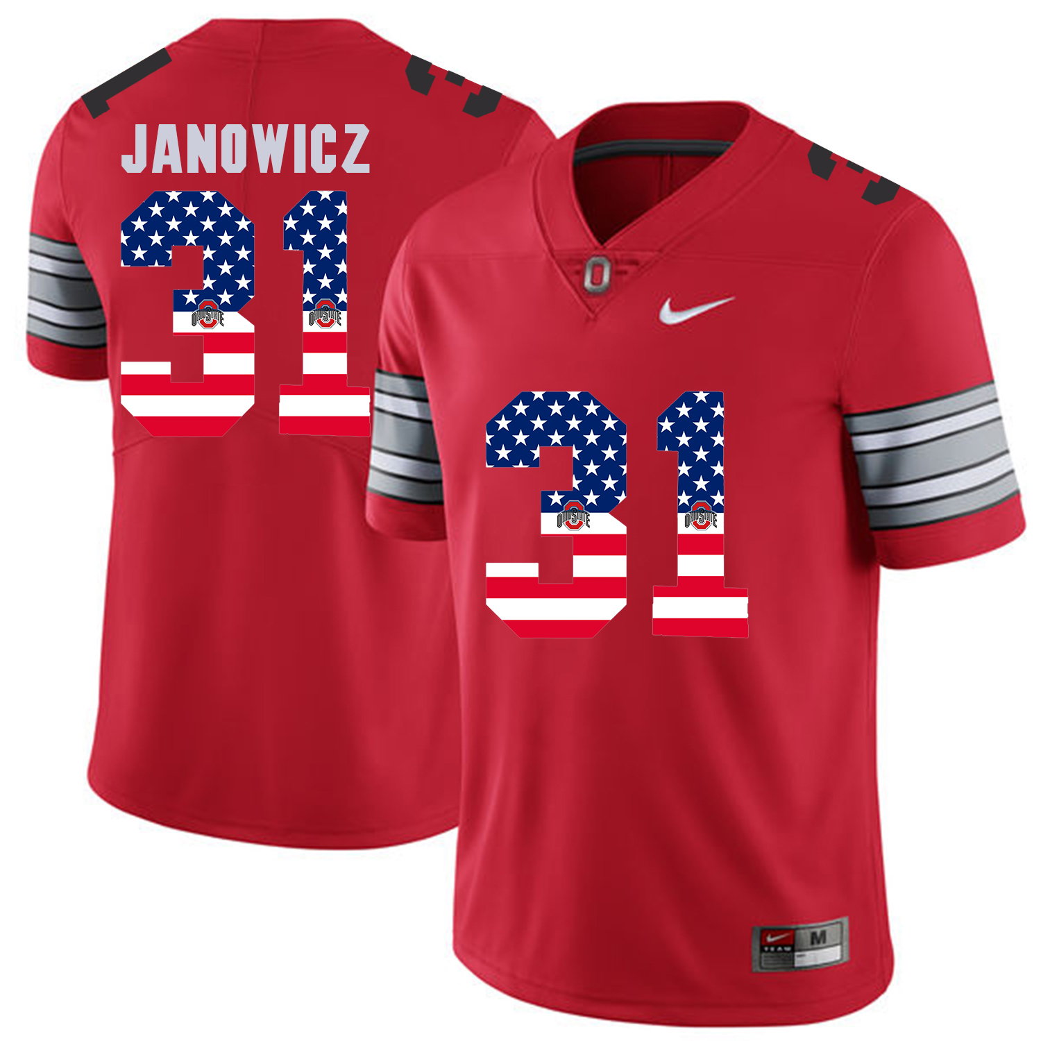 Men Ohio State #31 Janowicz Red Flag Customized NCAA Jerseys->->Custom Jersey